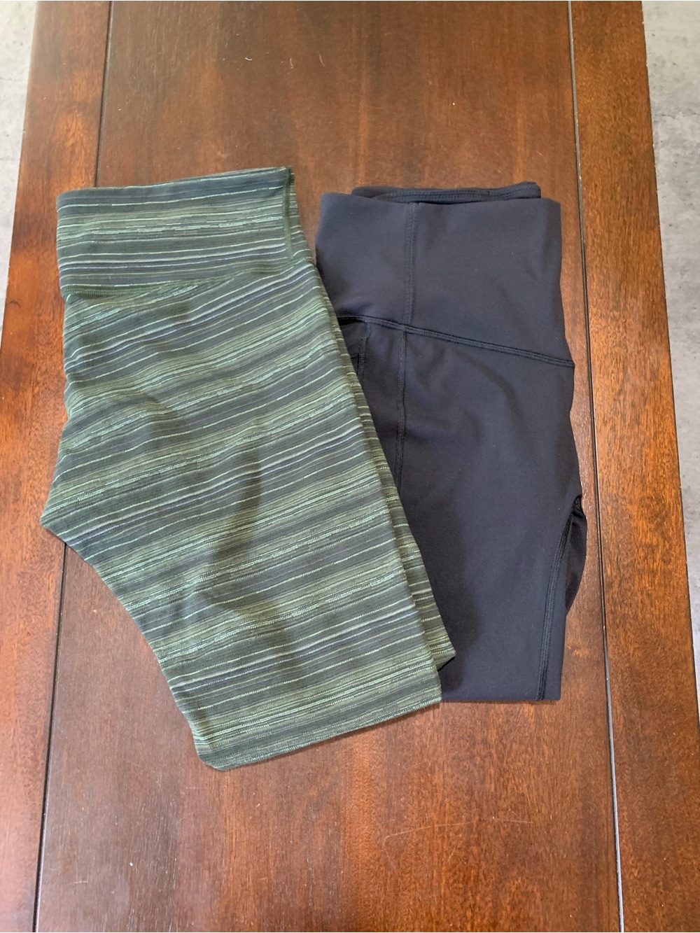 lululemon athletica Green Striped & Black Leggings Duo